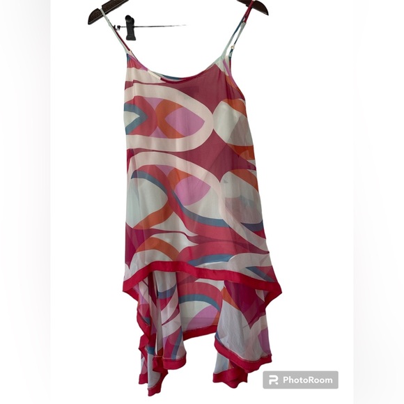 Marciano High Low 70s Print Sleeveless Top - Size S - Picture 3 of 6